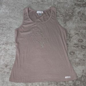 Baby Phat Tan Ribbed Fitted Tank Top Size XL